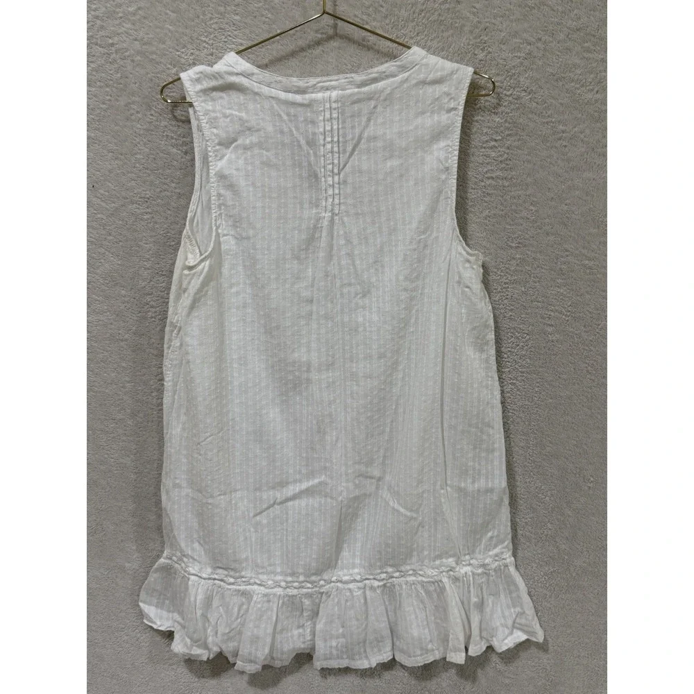 Joie Sleeveless Eyelet Boho Ruffle Hem V-Neck Dress Size Large Beach Coastal